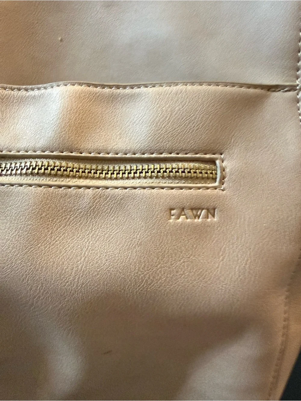 Fawn Design Beige Baby Bag Tote with Gold Hardware